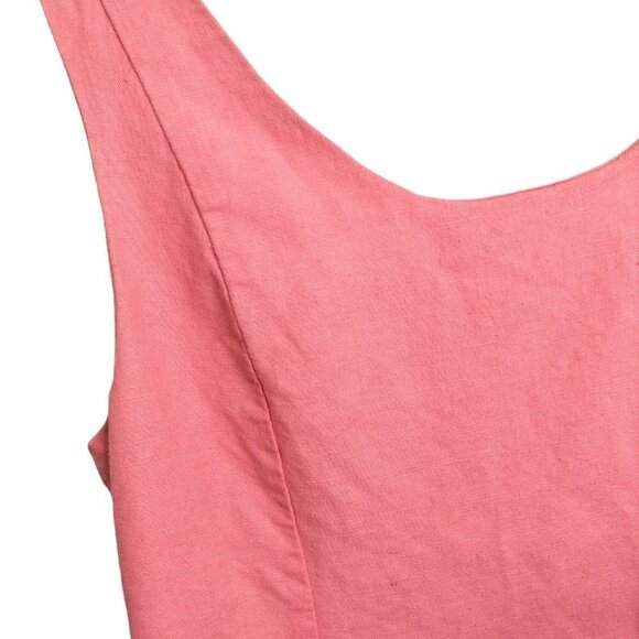 1022) Scenario Salmon Rich Linen blend Knee Length Sleeveless Shift Dress Size 8 - Picture 3 of 7
